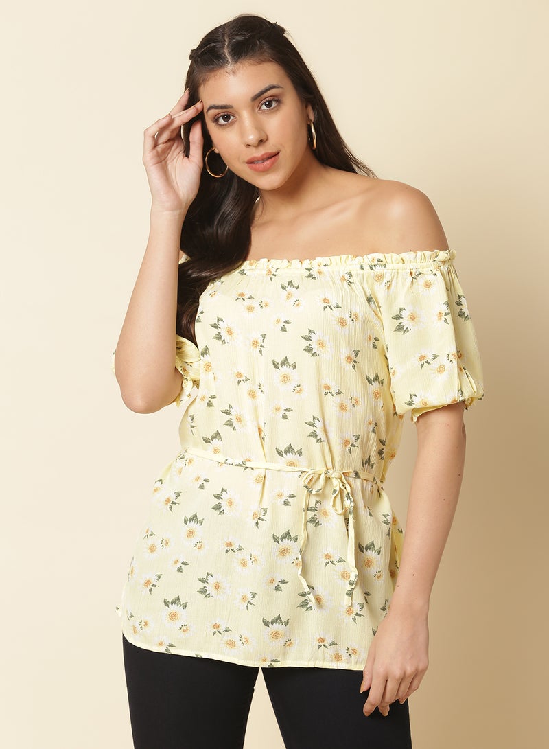 Aila Casual Stylish Top light yellow multicolor  - Image 1