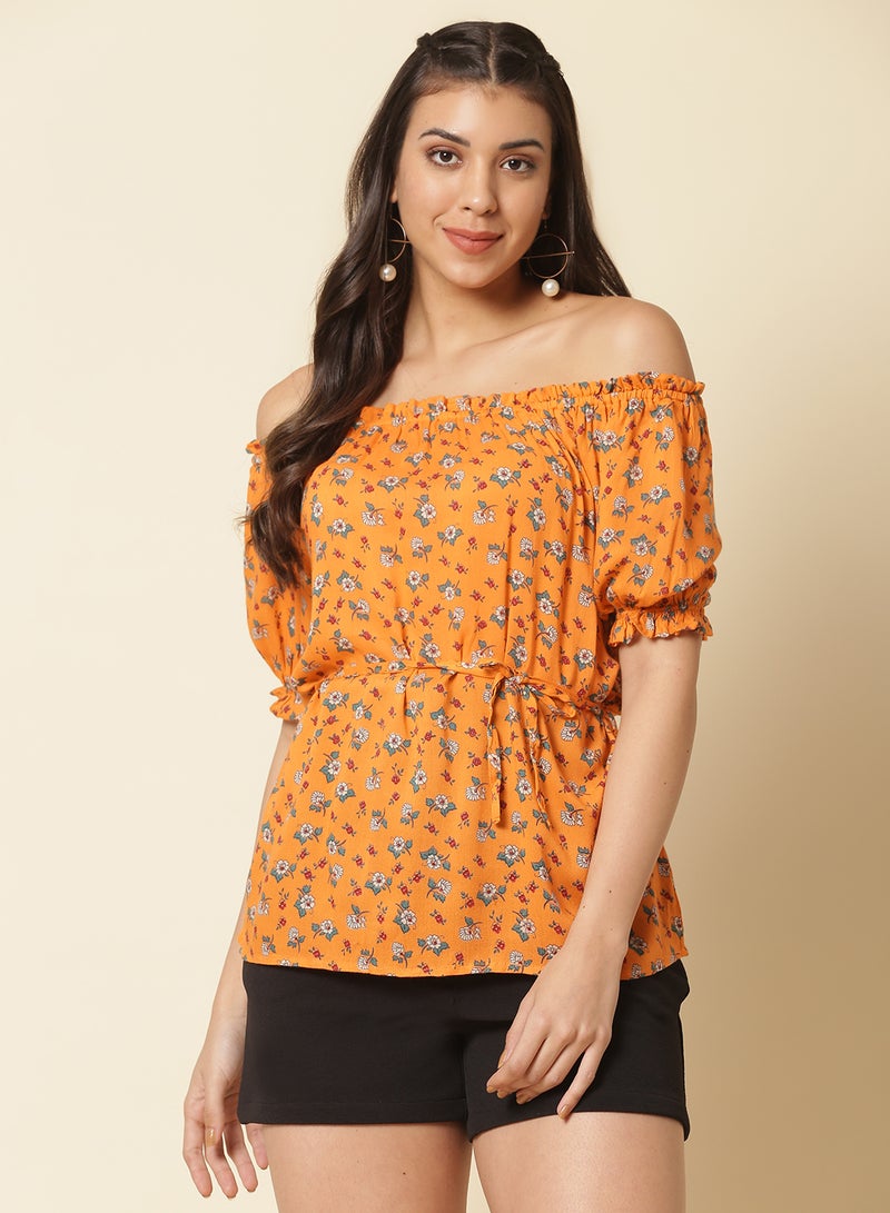 Aila Casual Stylish Top orange multicolor  - Image 1