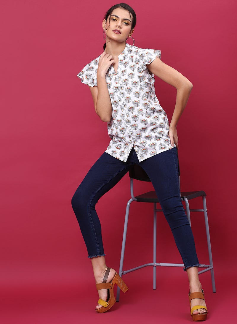 Aila Casual Stylish Top white multicolor  - Image 3