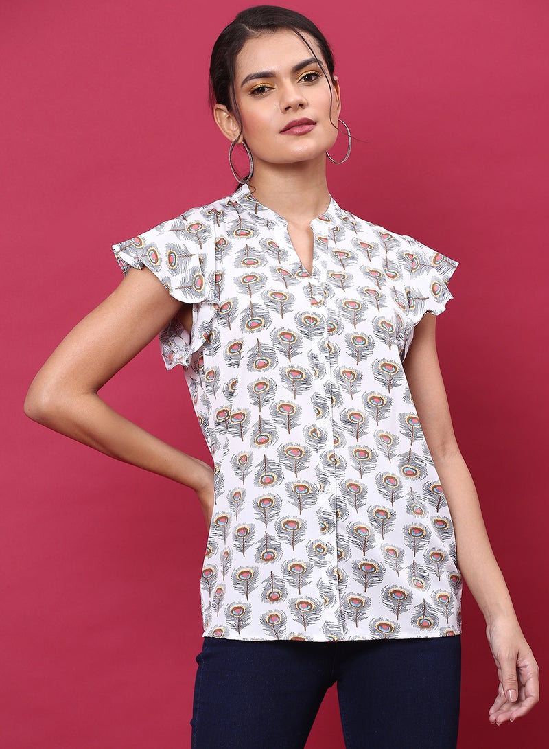 Aila Casual Stylish Top white multicolor  - Image 1