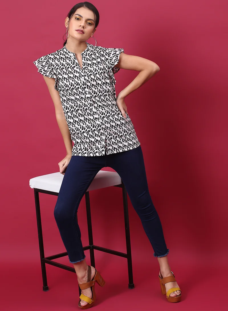 Aila Casual Stylish Top White/Black