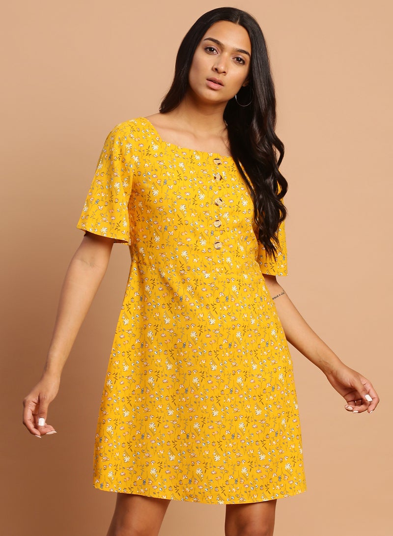 Aila Stylish Mini Dress Yellow  - Image 1