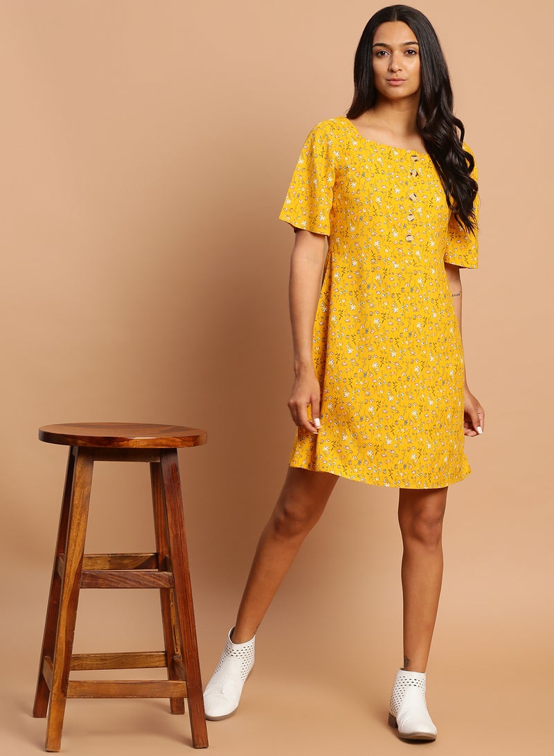 Aila Stylish Mini Dress Yellow  - Image 3