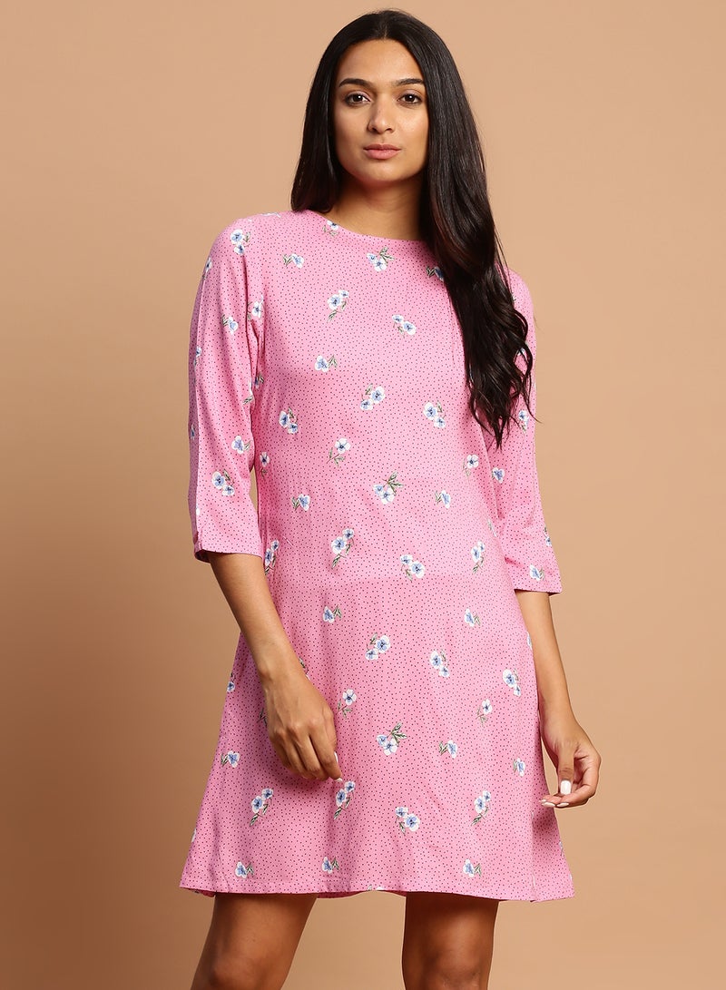 Aila Stylish Mini Dress Pink  - Image 1