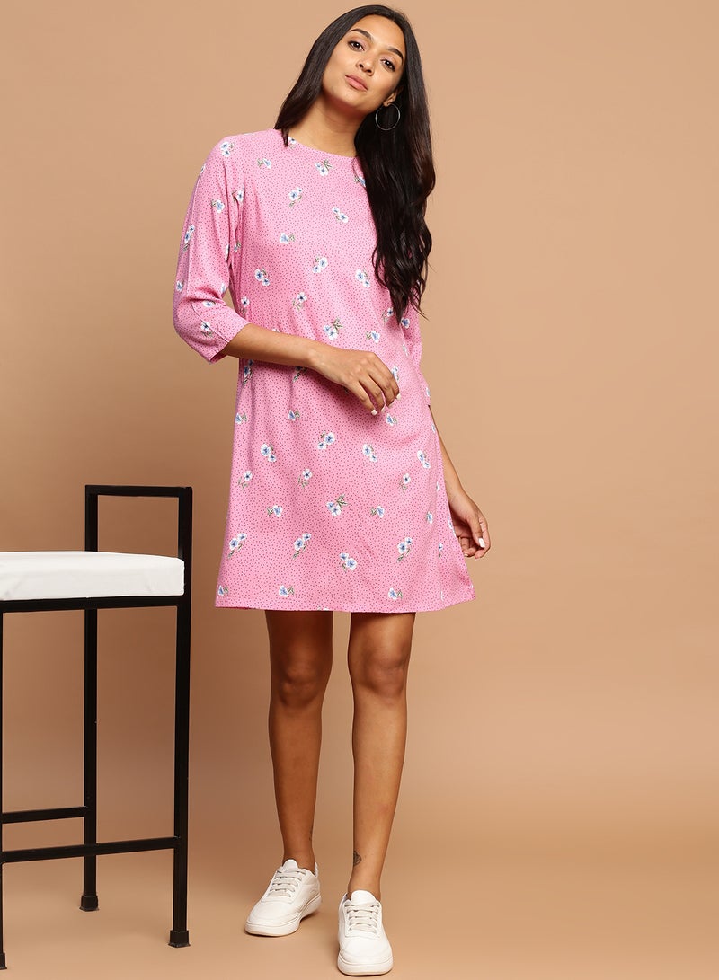 Aila Stylish Mini Dress Pink  - Image 3