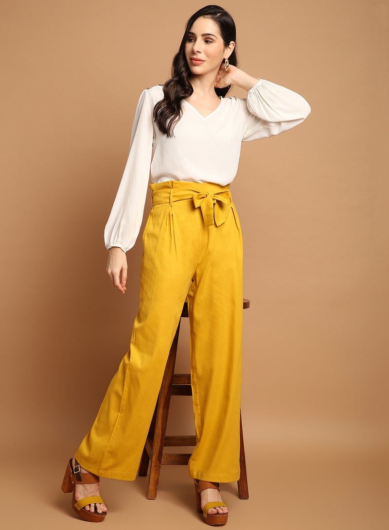 Aila Comfortable Stylish Pants Yellow - Image 3