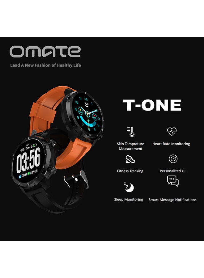 OMATE - T-One Smartwatch | Fitness Tracker | Touch Display | Health Monitor | Heart Rate Sensor | Real Time Tracking | Body Temperature Monitor | Orange - Image 1
