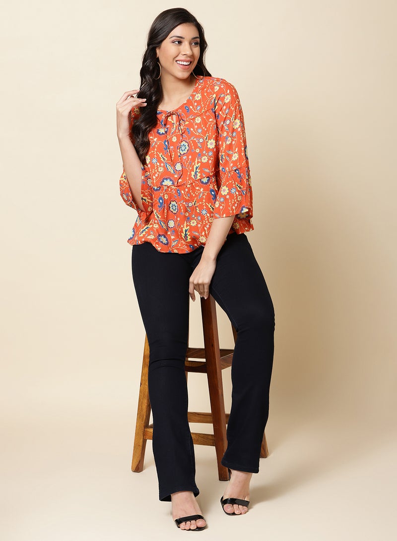 Aila Casual Top Orange  - Image 3