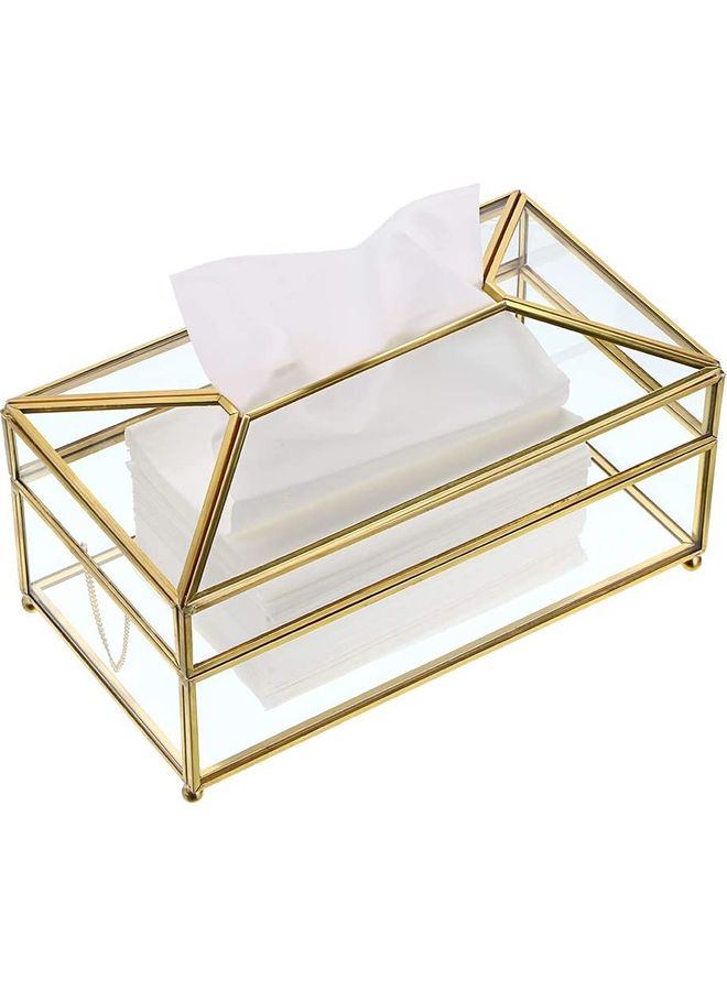 دوبكارت Tissue Paper Holder Box Silver/Gold 23x12x12cm  - Image 1