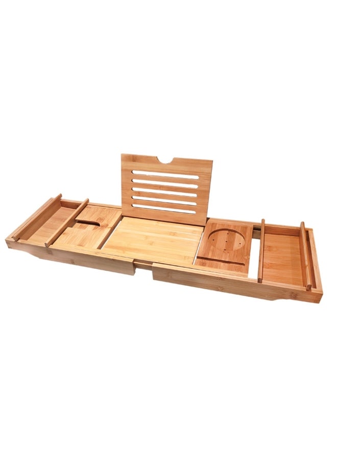 Adjustable Bamboo Bathtub Caddy Tray Beige  - Image 1