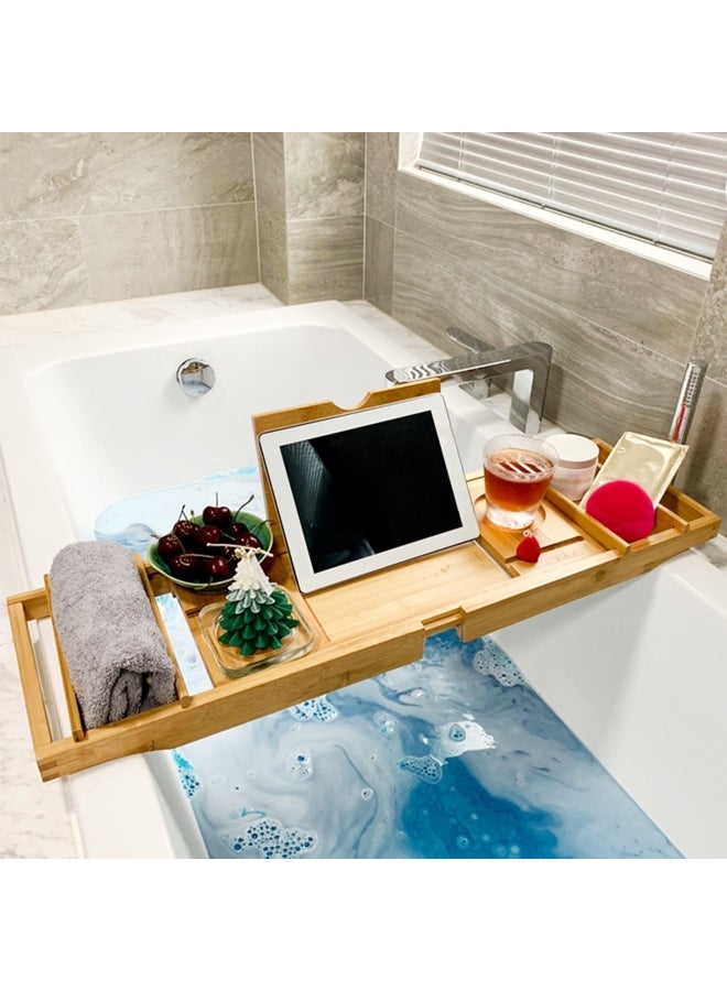 Adjustable Bamboo Bathtub Caddy Tray Beige  - Image 4