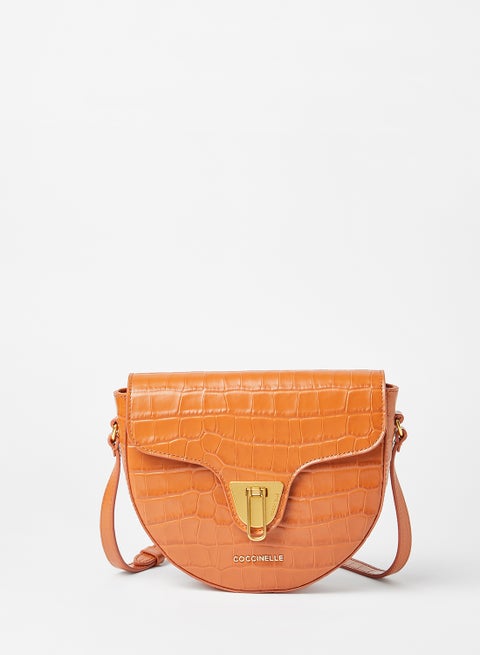 Croc Textured Crossbody Bag Brown