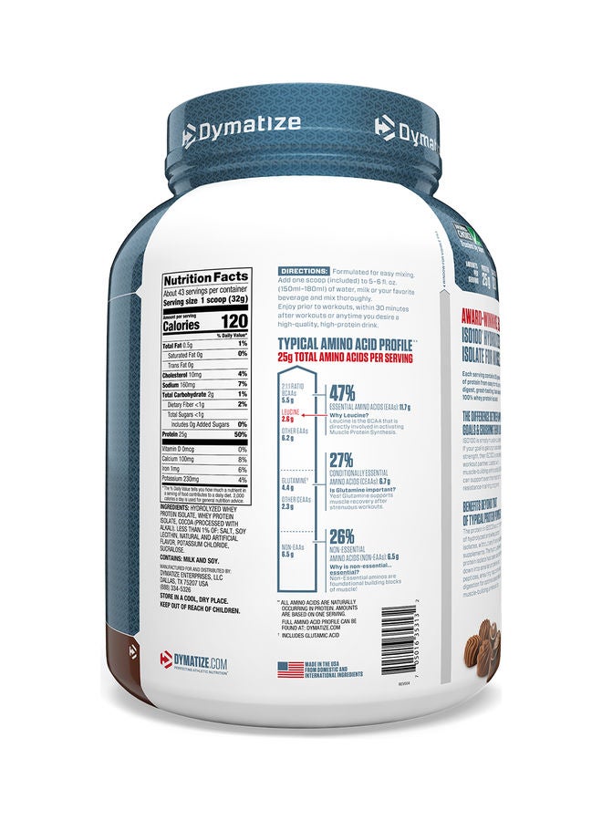 Dymatize ISO100 Hydrolyzed 100% Whey Protein Isolate Gourmet Chocolate  - Image 2