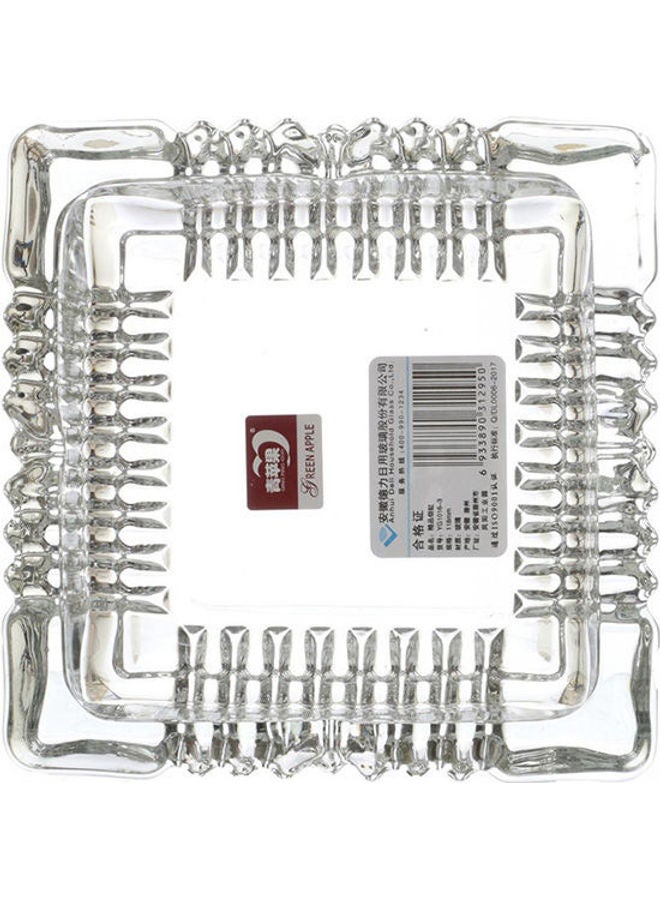 منفضة سجائر زجاجية مربعة مقاس 2، لون شفاف شفاف