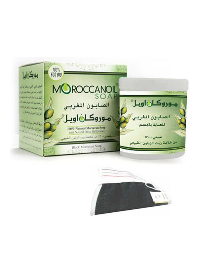 موروكان صابون أسود للاستحمام بخلاصة زيت الزيتون 100 % مع لوفة مجانية متعدد الألوان 250ملليلتر - Image 1