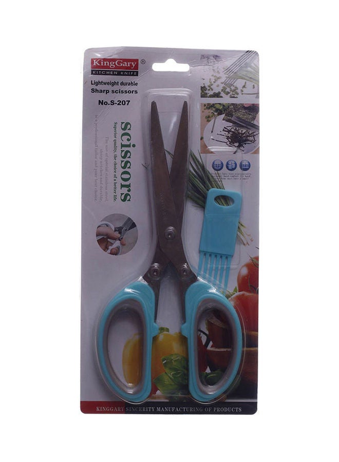 King Gary - S207 Vegetable Scissor With 10 Blades With Small Comb Turquoise Multicolour - Image 1