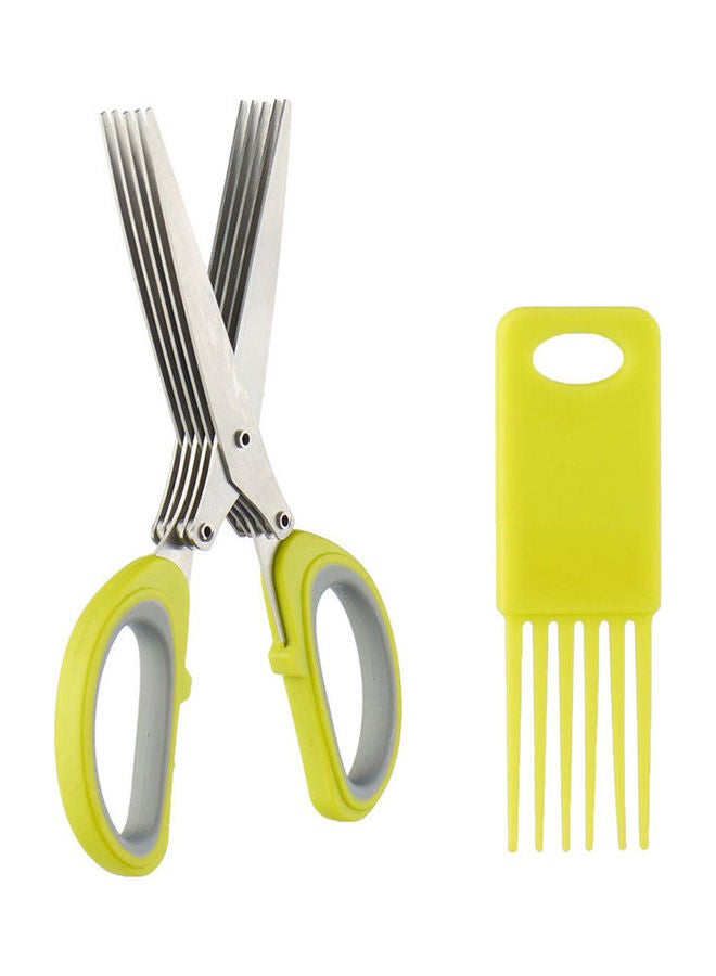 King Gary Stainless Steel Sharp Kitchen Scissors With Plastic Handle And Brush Green  - Image 1