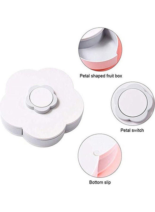 صندوق تخزين حلوى وفاكهة بتصميم بتلات الزهور يحتوي على 5 أقسام قابلة للتغيير للفاكهة المجفّفة والمكسّرات والوجبات الخفيفة وأدوات تنظيم دوّارة متعدد الألوان - Image 2