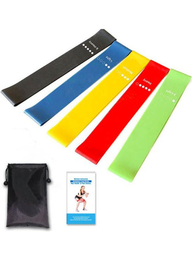 Resistance Loop Exercise Bands Fitness Stretch Bands, Yoga Straps With Workout Instruction Guide And Carry Bag, Set Of 5 - Image 1