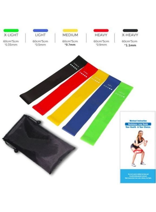 Resistance Loop Exercise Bands Fitness Stretch Bands, Yoga Straps With Workout Instruction Guide And Carry Bag, Set Of 5 - Image 2
