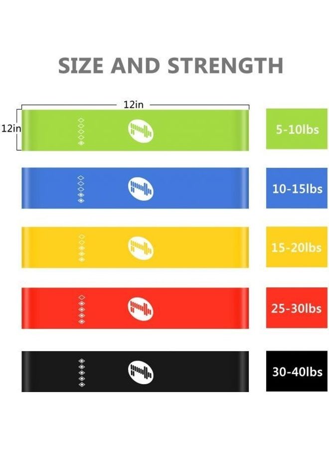Generic Resistance Loop Exercise Bands Fitness Bands 5X Power Body Band Workout For Yoga Rehab Crossfit Strength Training Pilates Calisthenics With 5 Pieces  - Image 3