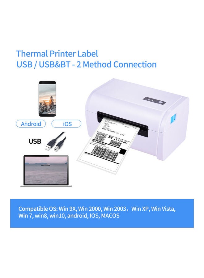 Desktop Bluetooth Hot Label Printer White  - Image 2