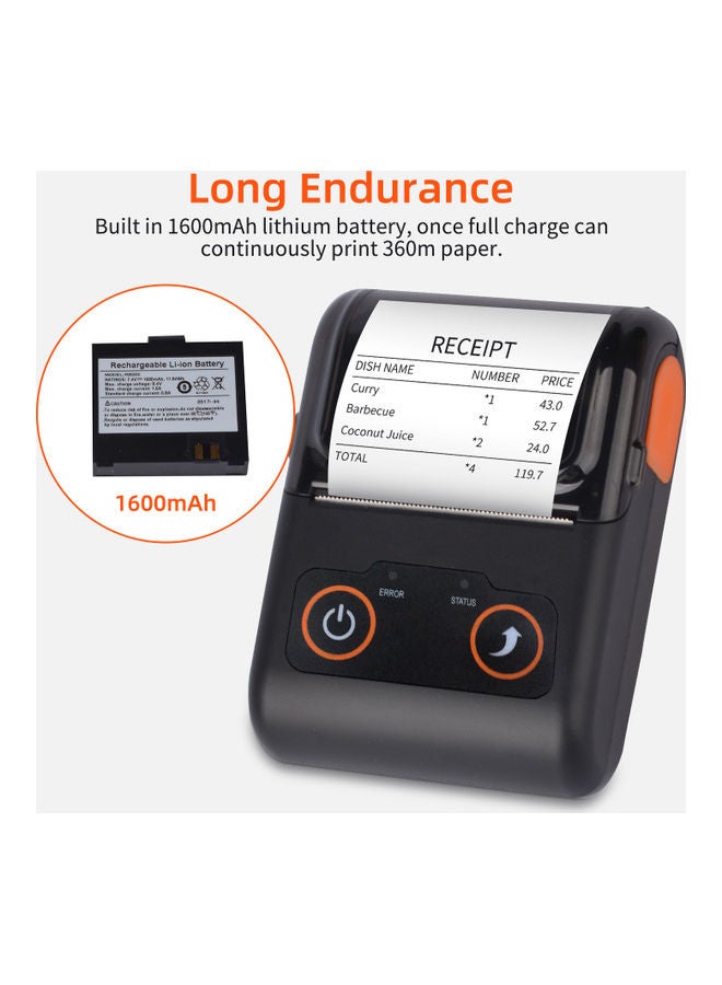 Portable Receipt Printer Black - Image 3