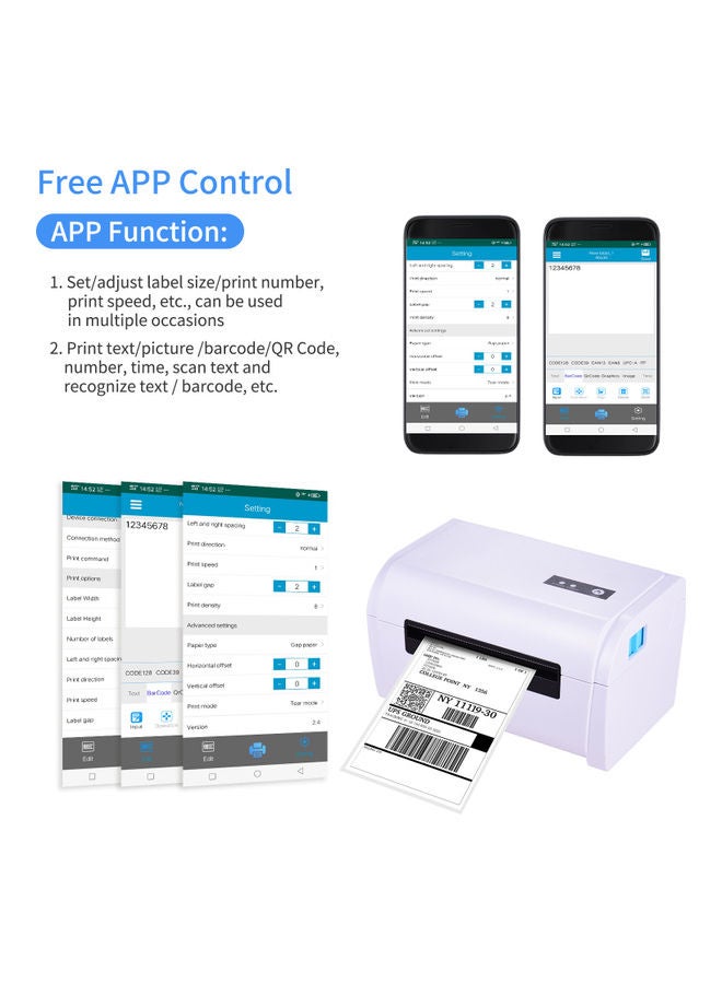 Desktop Bluetooth Hot Label Printer White - Image 3