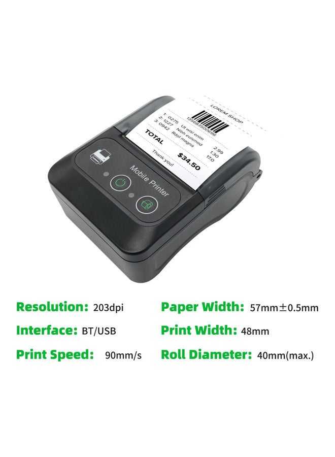 Portable Wireless Thermal Printer Black - Image 2