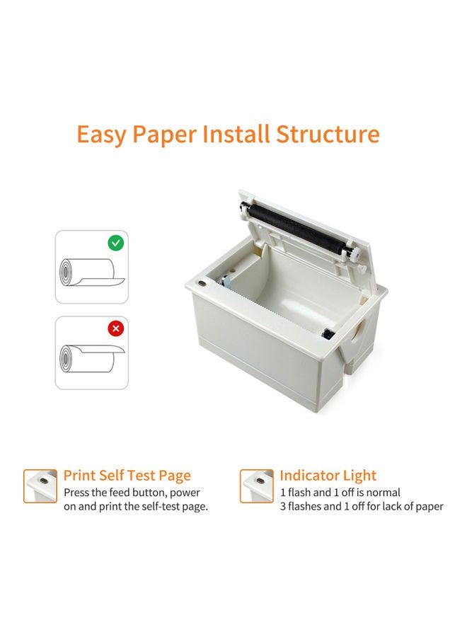 Mini 58mm Embedded Thermal Printer White - Image 2