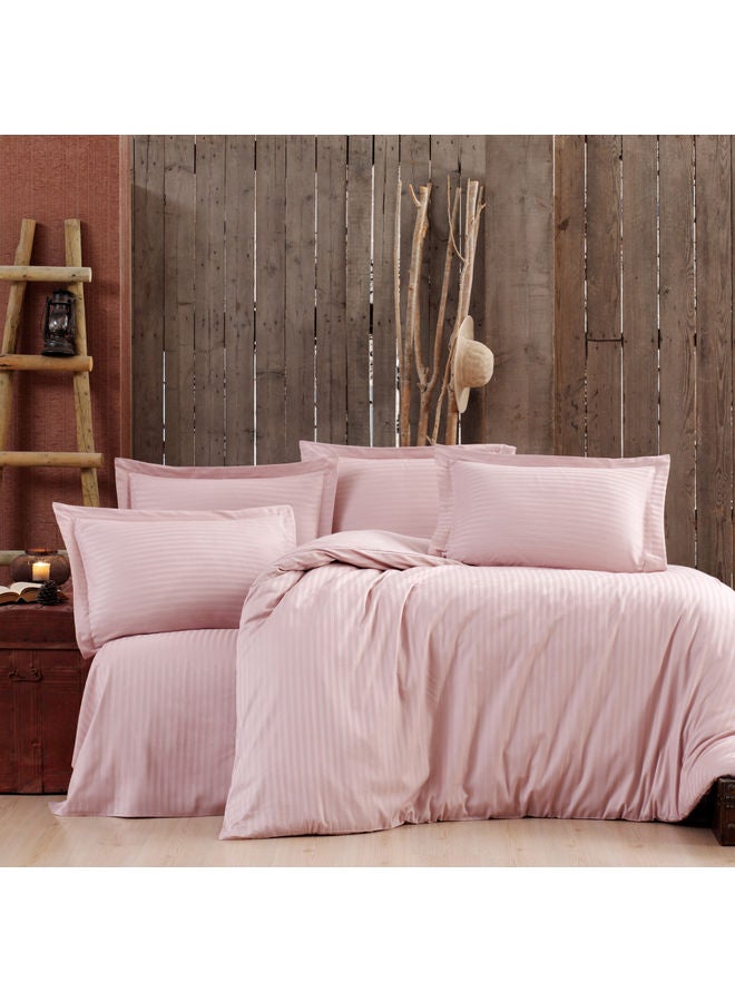 طقم لحاف بتصميم مخطط مكون من 3 قطع بوليستر وردي 260x240سم - v1629024994/N50092261A_1