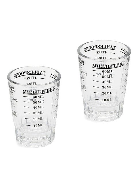 2-Piece Espresso Measuring Cup Scale Set Clear 60ml