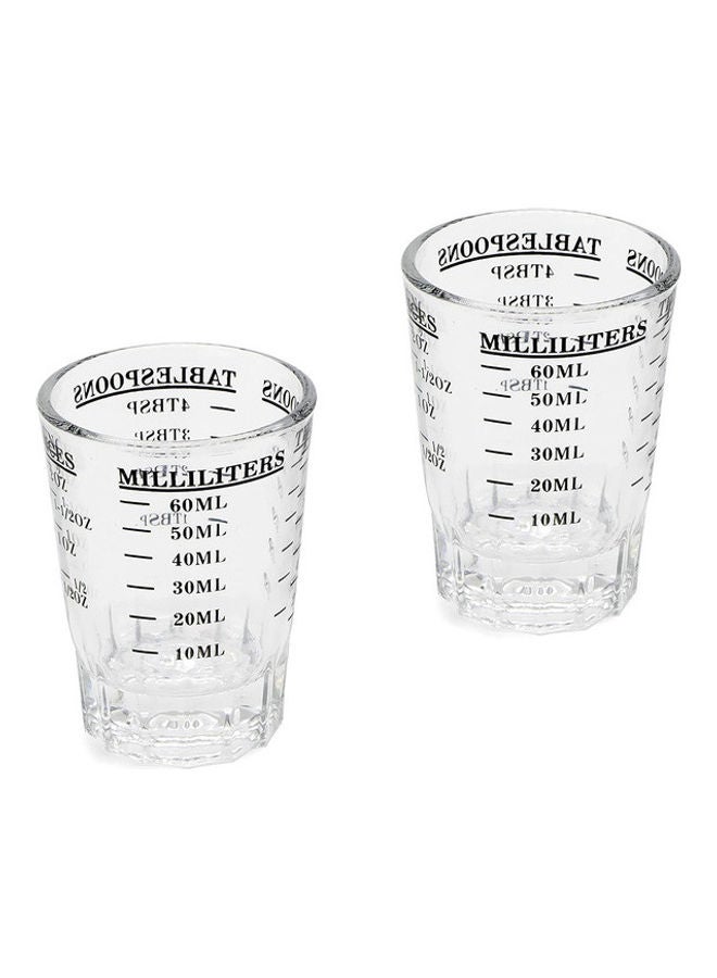 2-Piece Espresso Measuring Cup Scale Set Clear 60ml