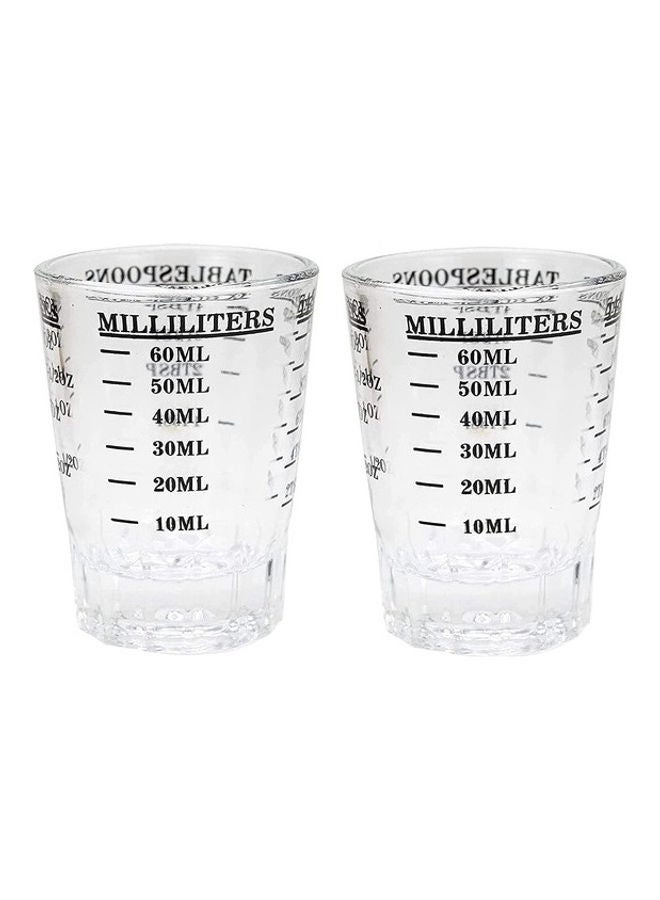 2-Piece Espresso Measuring Cup Scale Set Clear 60ml