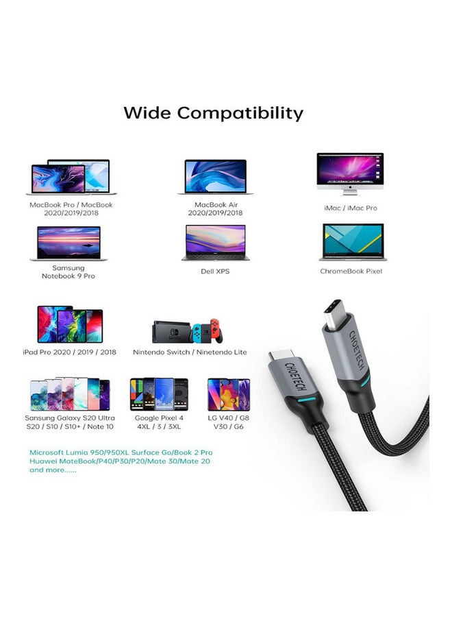 تشوتيك كابل مضفر من USB C إلى USB C من قطعتين لون أسود - Image 2