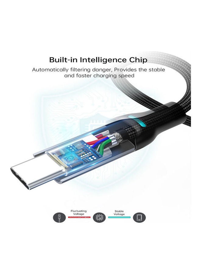 تشوتيك كابل مضفر من USB C إلى USB C من قطعتين لون أسود - Image 4