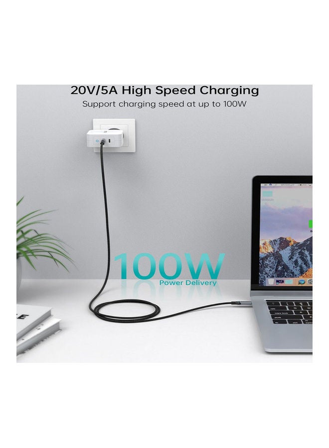 تشوتيك كابل مضفر من USB C إلى USB C من قطعتين لون أسود - Image 5