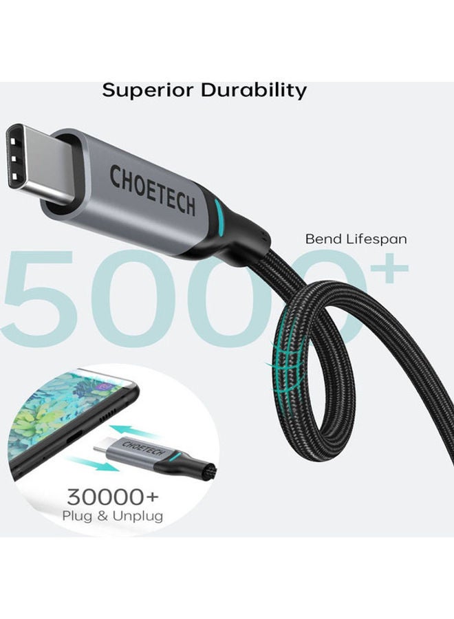 تشوتيك كابل مضفر من USB C إلى USB C من قطعتين لون أسود - Image 3