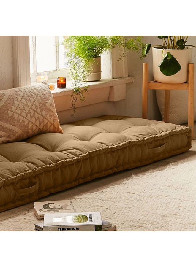 Kunzita - Decorative Floor Cushion Linen Brown 72x42cm - Image 1