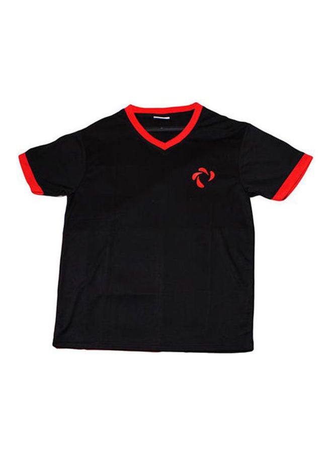 DIDO'S - Plain Basic V-Neck Shirt Black / Red - Image 1