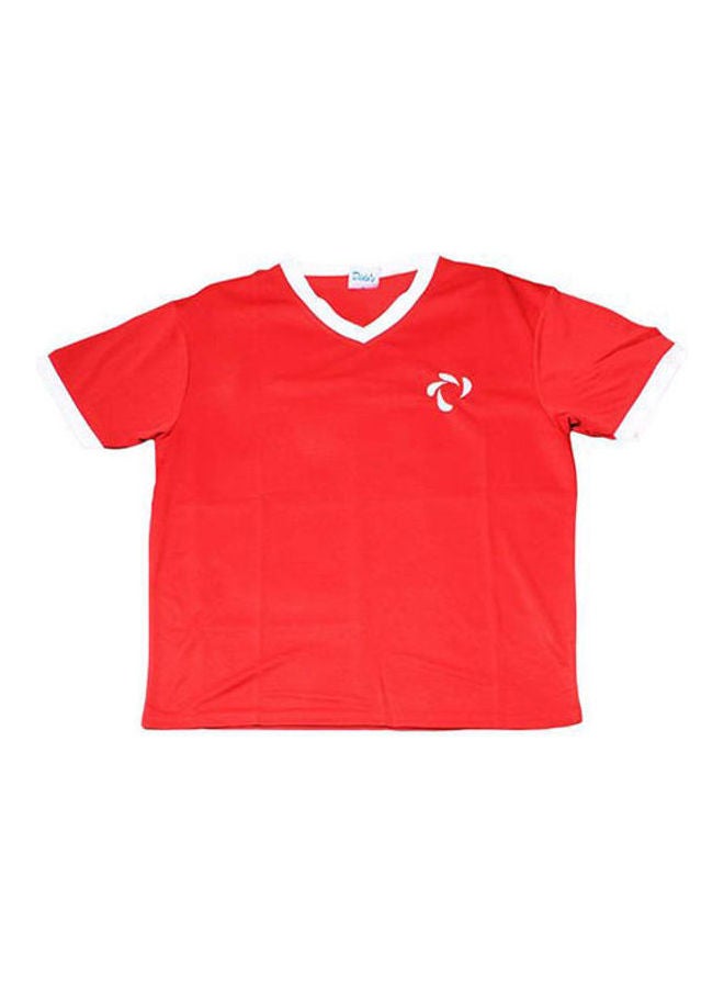 DIDO'S - Plain Basic V-Neck Shirt Red / White - Image 1