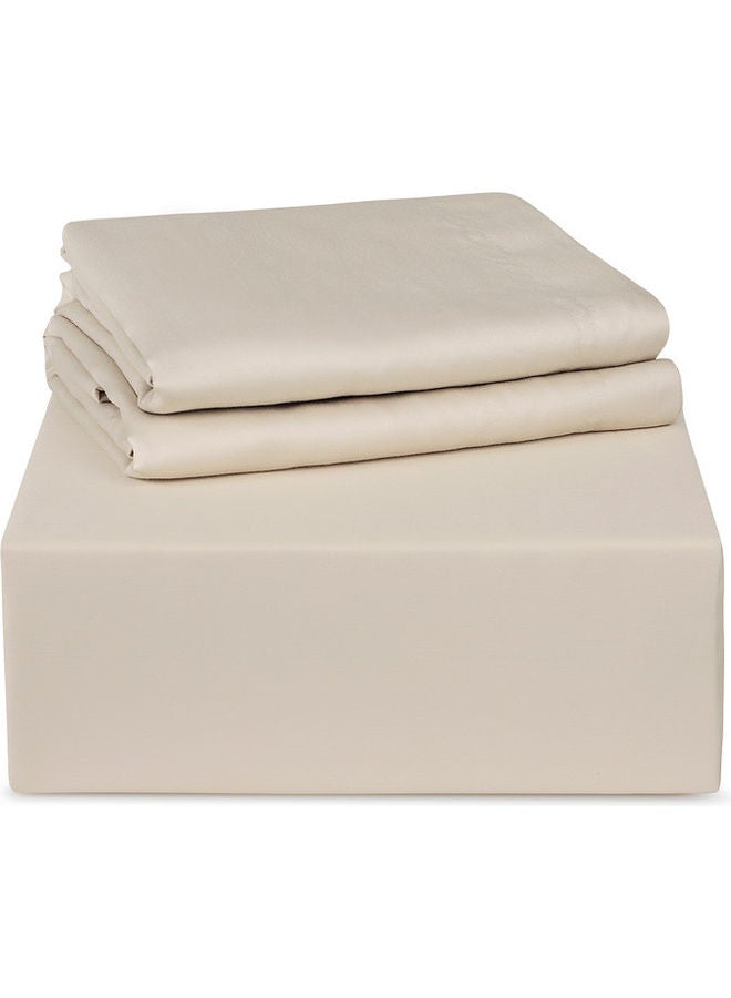 ترايدنت طقم ملاءات سرير كينج فاخر مكون من 3 قطع بكثافة 300 خيط 100% من القطن، يتضمن 1 × ملاءة جاهزة 201 × 183 × 41 سم، 2 × غطاء وسادة قطن بيج 91 × 43 سم - Image 2