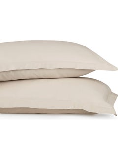 Trident 3-Piece 300 Thread Count 100% Cotton rich Solid Luxury King Bedsheet Set includes 1xFitted Sheet 201x183x41cm 2xPillow Cover Cotton Beige 201x183x41cm  - Image 4