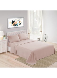 Trident 3-Piece 300 Thread Count 100% Cotton rich Solid Luxury King Bedsheet Set includes 1xFitted Sheet 201x183x41cm 2xPillow Cover Cotton Pink 201x183x41cm  - Image 1