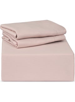 Trident 3-Piece 300 Thread Count 100% Cotton rich Solid Luxury King Bedsheet Set includes 1xFitted Sheet 201x183x41cm 2xPillow Cover Cotton Pink 201x183x41cm  - Image 2