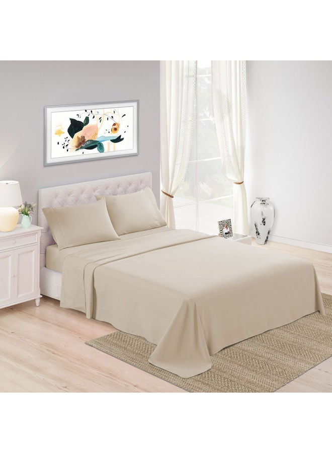 ترايدنت طقم ملاءات سرير كوين فاخر مكون من 3 قطع من القطن بنسبة 100% بكثافة 300 خيط، يتضمن ملاءة واحدة مقاس 59 × 79 + 16 بوصة و2 غطاء وسادة - Image 1