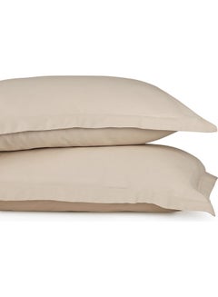 Trident 3-Piece 500 Thread Count 100% Cotton rich Solid Luxury King Bedsheet Set includes 1xFitted Sheet 201x183x41 cm 2xPillow Cover Cotton Beige 201x183x41cm  - Image 3