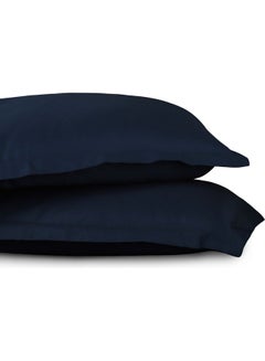Trident 3-Piece 500 Thread Count 100% Cotton rich Solid Luxury King Bedsheet Set includes 1xFitted Sheet 72x79+16 inch 2xPillow Cover Navy 72x79inch  - Image 4