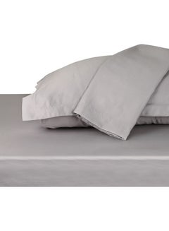 Trident 3-Piece 500 Thread Count 100% Cotton rich Solid Luxury King Bedsheet Set includes 1xFitted Sheet 201x183x41cm 2xPillow Cover Cotton Silver 201x183x41cm  - Image 3