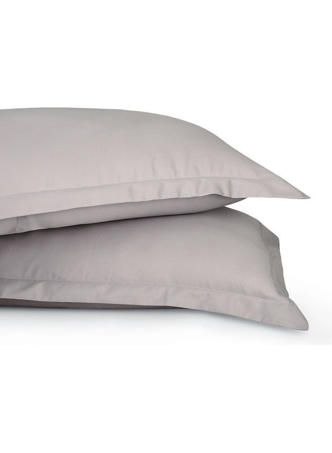 Trident - 3-Piece 500 Thread Count 100% Cotton rich Solid Luxury King Bedsheet Set includes 1xFitted Sheet 201x183x41cm 2xPillow Cover Cotton Silver 201x183x41cm - Image 1